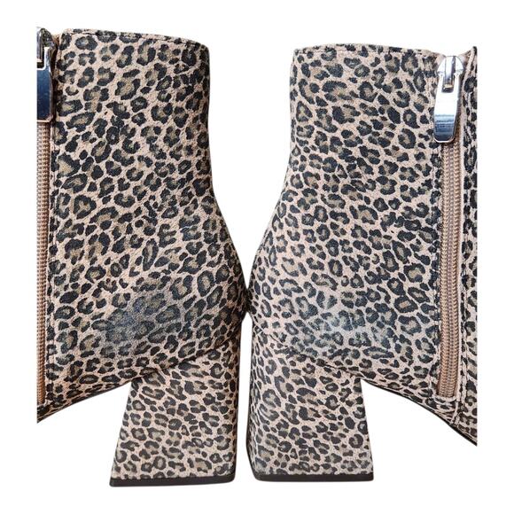 Steve Madden Nix Leopard Animal Print Suede Leather Heel Bootie Boots Size 8.5 - Picture 6 of 8
